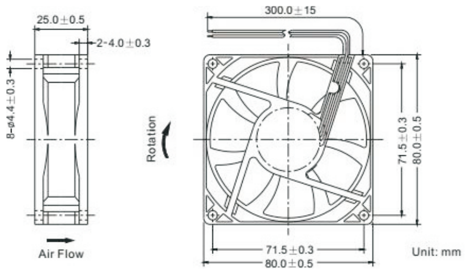 OT-EF8025无刷机电|电扇机电|直流无刷机电参数-万至达机电
