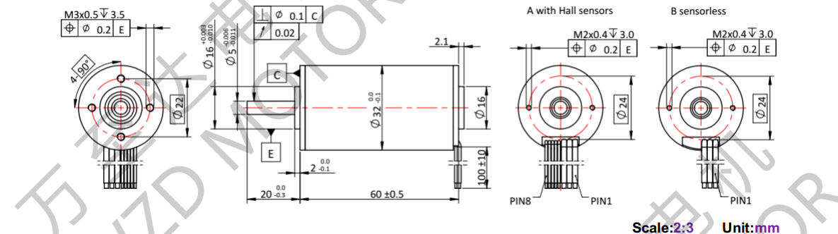 OT-ECS3260无槽无刷直流机电-空心杯机电-万至达机电