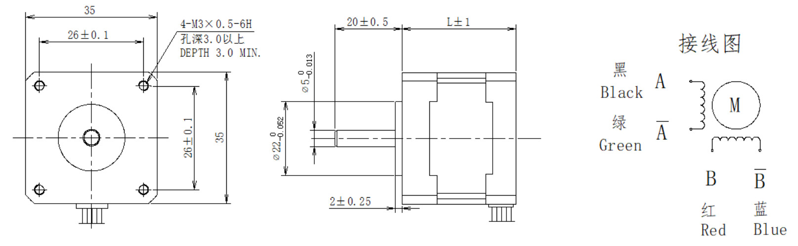 35系列1.8&deg;两相开环步进机电布局