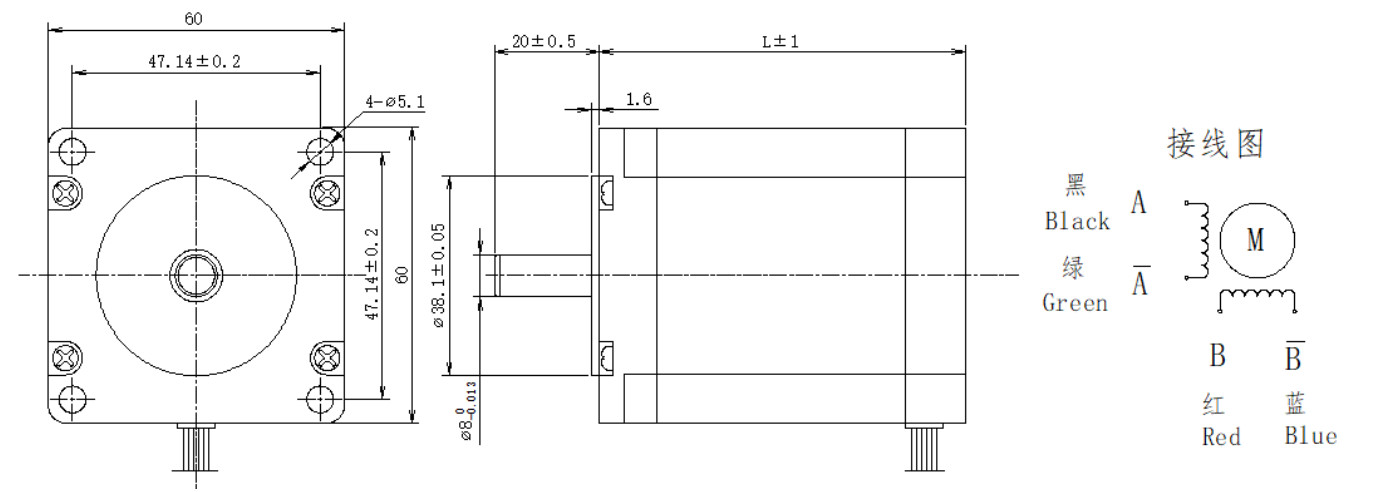 60系列1.8&deg;两相开环步进机电布局