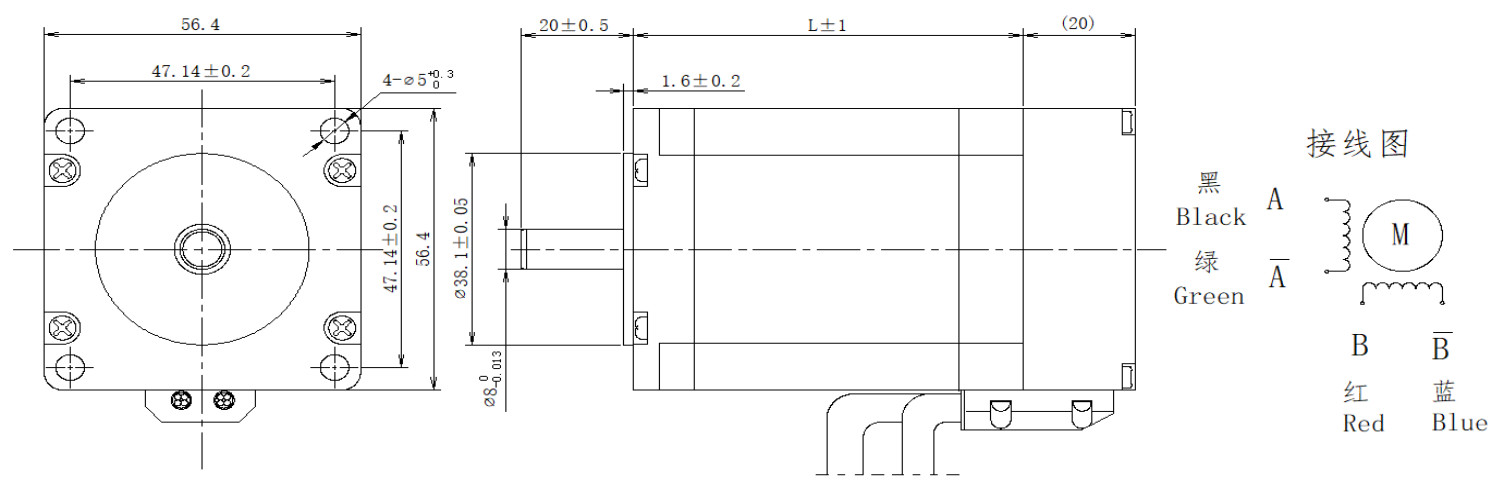 57系列0.9&deg;两相闭环步进机电布局