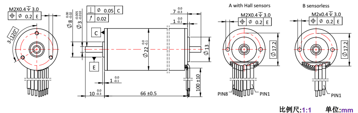 ECS-4P 2266 2对极空心杯无刷机电-万至达机电