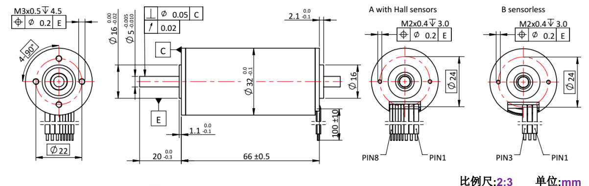 ECS-4P 3266 2对极空心杯无刷机电-万至达机电
